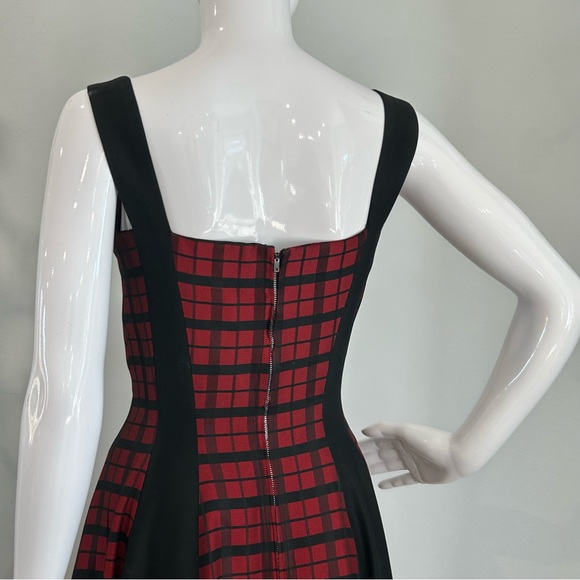 Vintage 50s Bespoke Red & Black Checked Taffeta Full Skirt Party Dress. - Picture 6 of 16